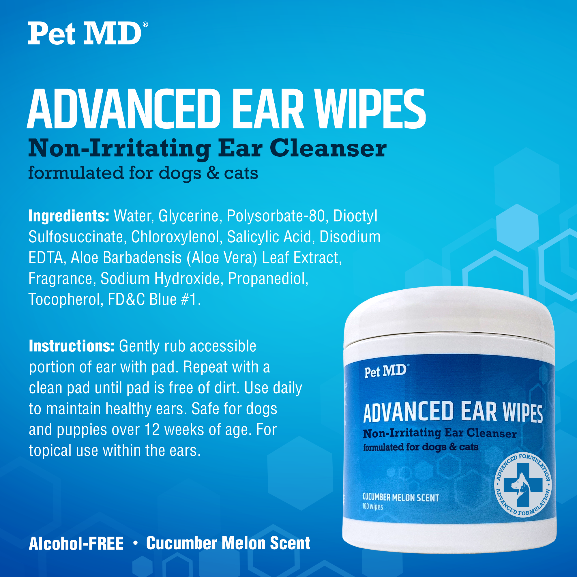 Advanced Ear Wipes for Dogs Cats 100 Count Pet MD Store