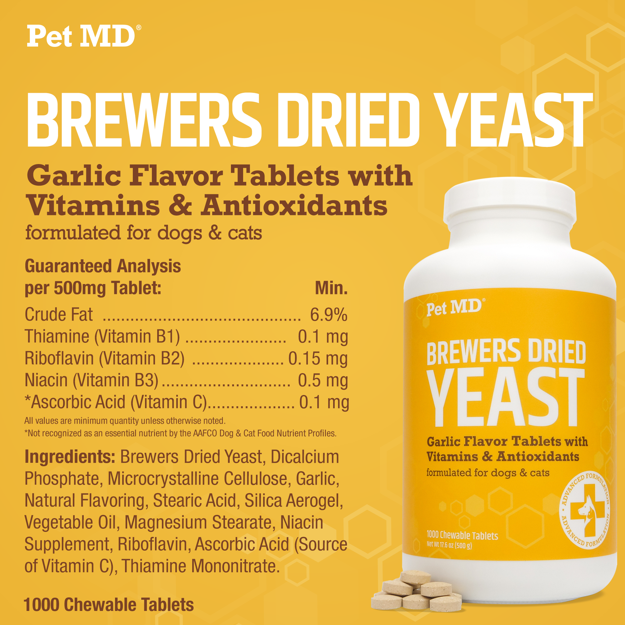 Pet MD Garlic & Brewers Yeast for Dogs & Cats 1000 ct Pet MD Store