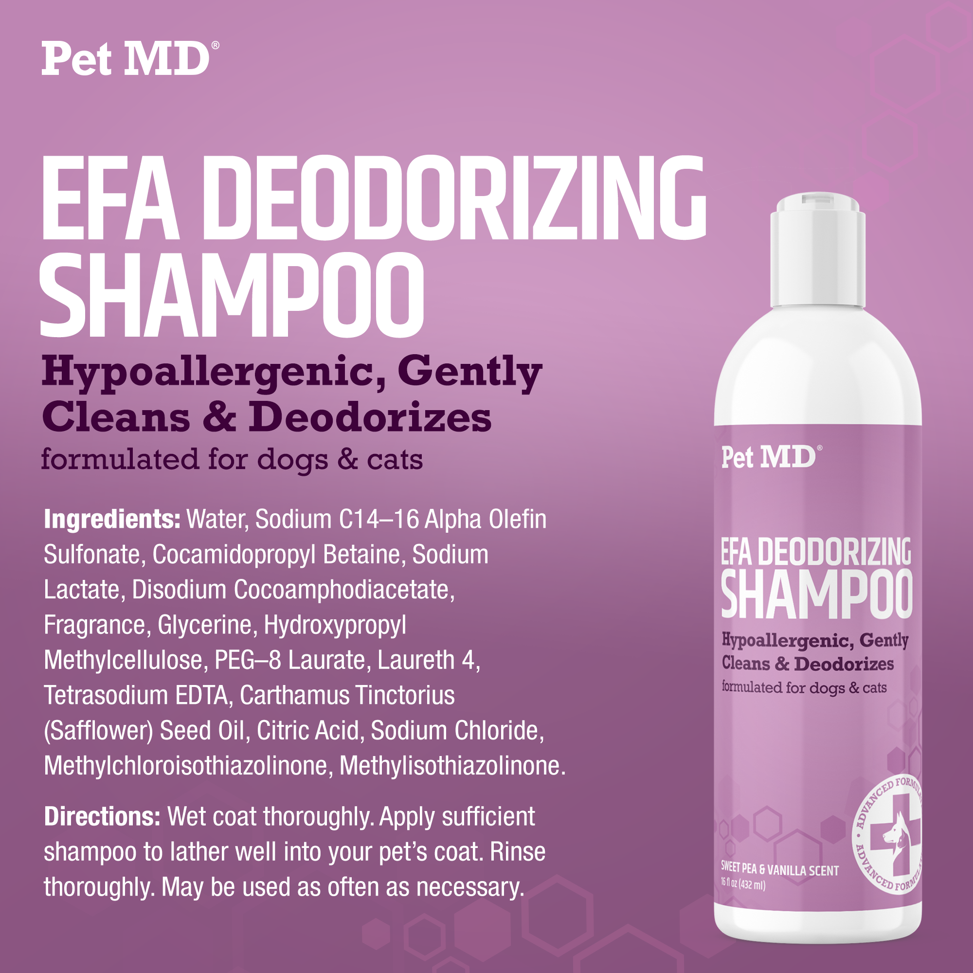 VetOne Ketohex Shampoo – 16oz Deep Cleaning & Deodorizing For Dogs, Cats, Horses