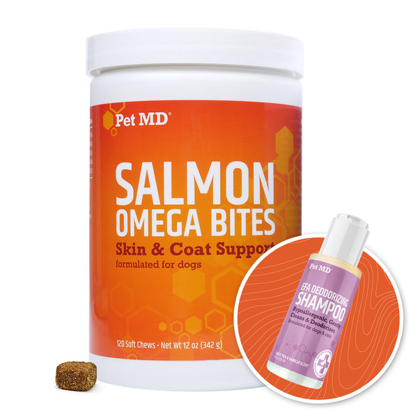 Bundle: Salmon Omega Bites 120 ct + EFA Shampoo 2oz Bonus